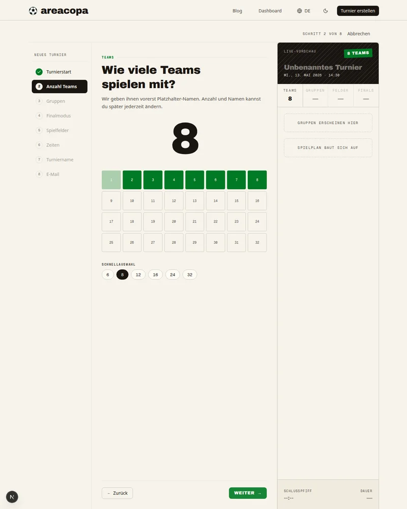Wie viele Teams spielen?