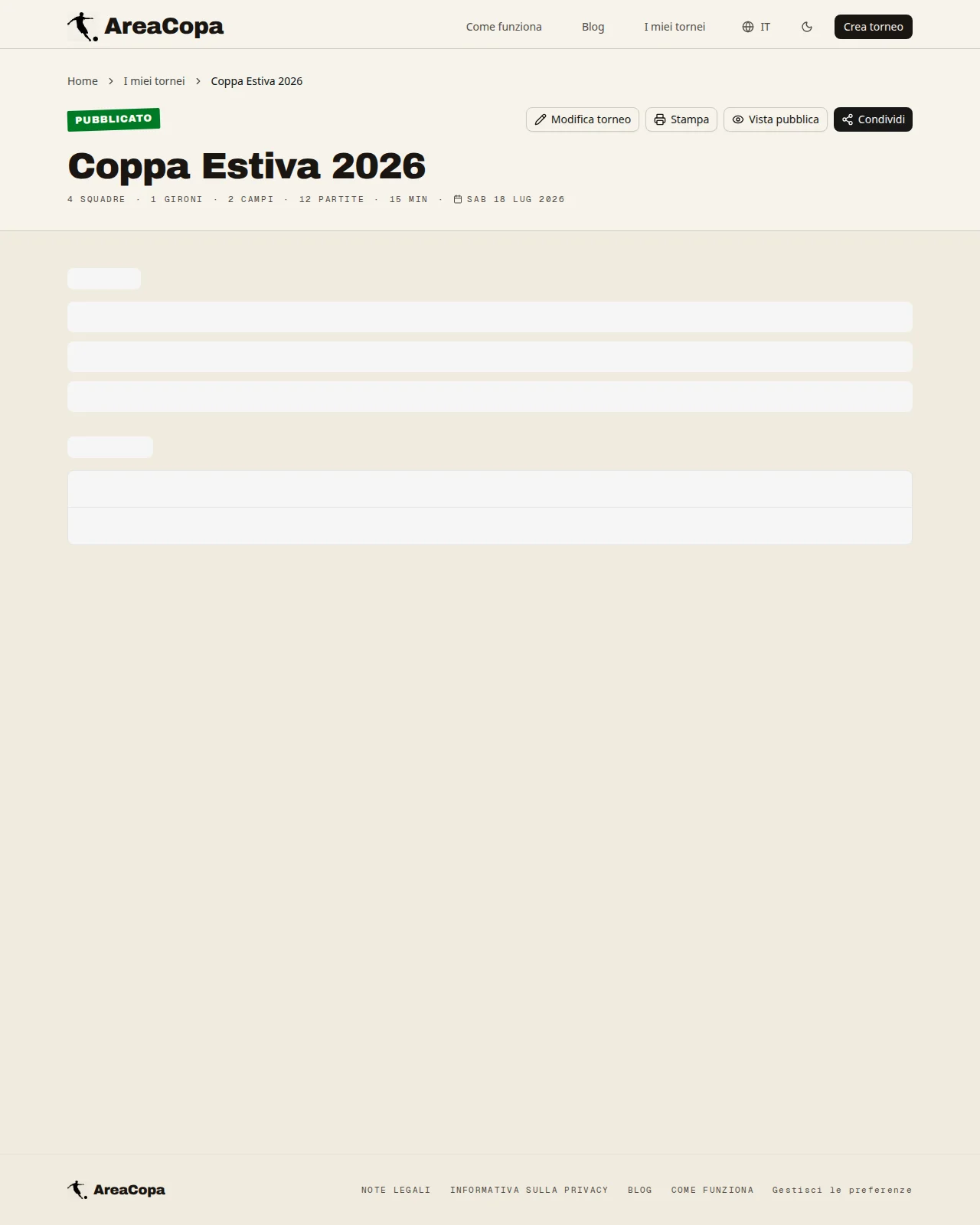 La fase finale viene creata dalla classifica con un clic